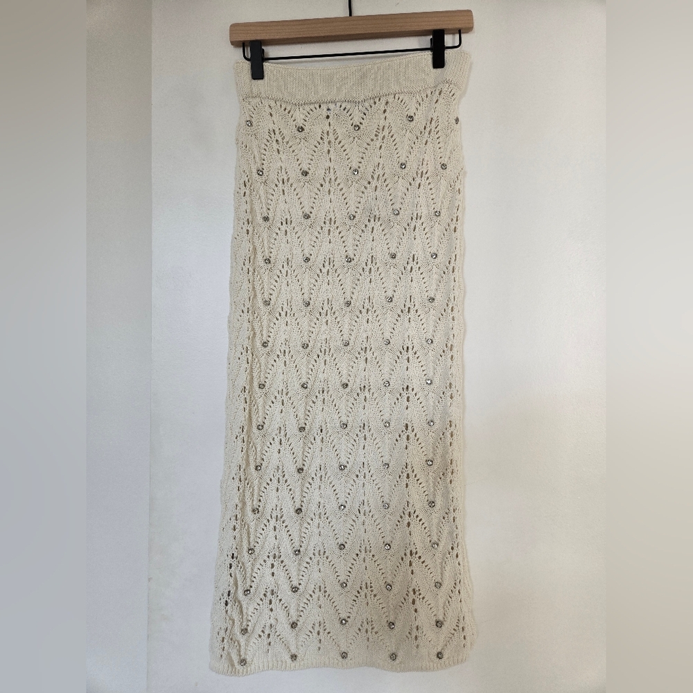 Mango Cream Patterned Maxi Skirt